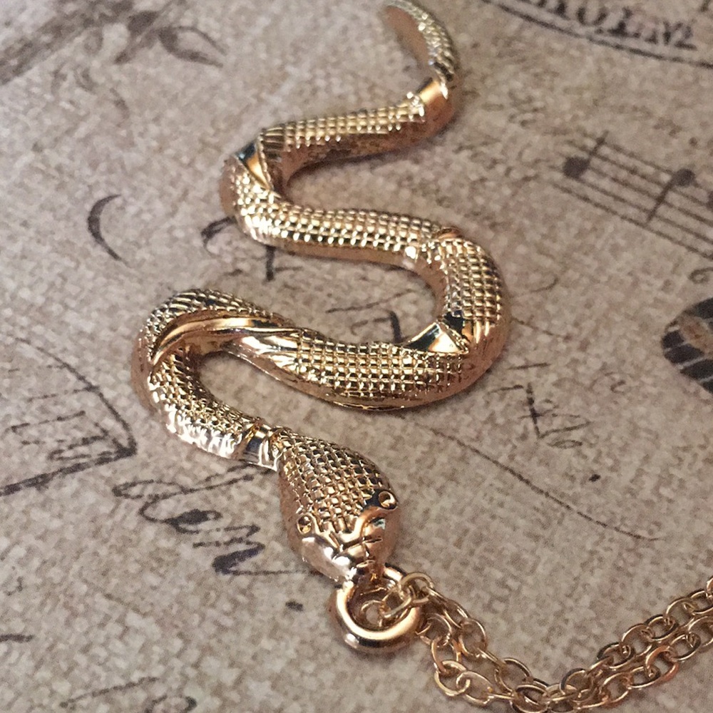 Gold Snake Pendant Necklace